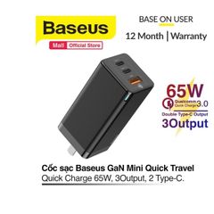 DOCK SẠC Baseus Sạc Nhanh 65W Quick Charge 4.0 For Macbook Pro For iPhone