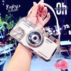CASE IPHONE Máy Chụp Ảnh Da Có Dây Đeo Sang Chảnh (2 màu)