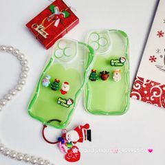 Case Ốp điện thoại iPhone Noel xanh lá Phao trong gợn sóng icon nổi iPhone 11/12/13/14/15/Pro/Promax ( không kèm tua)
