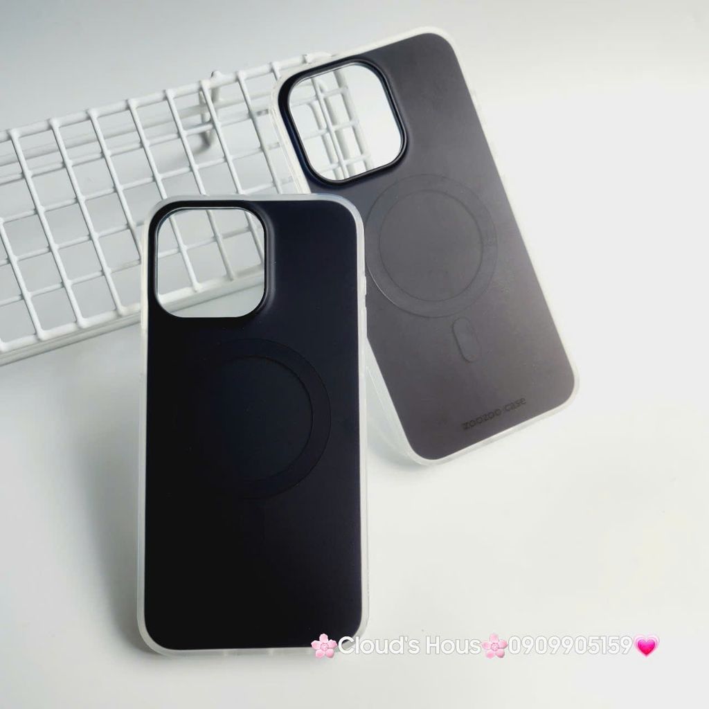 Case Ốp điện thoại iPhone Trong Nhám Magsafe Đen Zoozoo Case iPhone 12/13/14/15/Pro/Promax