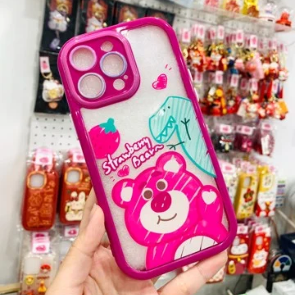 Case Ốp điện thoại iPhone Gấu dâu Lotso Trong viền dẻo Chống ố iPhone 11/12/13/14/Pro/Promax