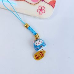 Móc Điện Thoại Móc Túi Phụ Kiện Đẹp Mèo Thần Tài Mini chất liệu sứ