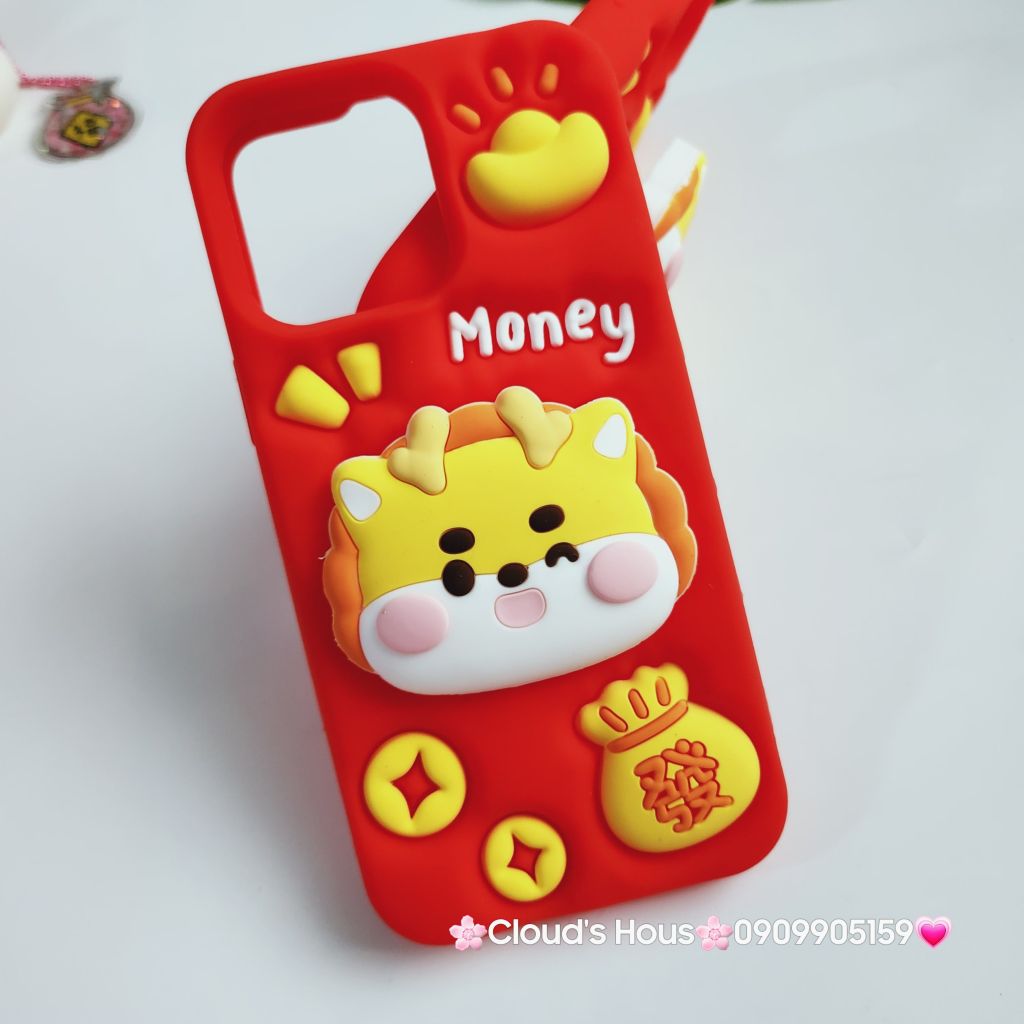 Case Ốp điện thoại iPhone Su dẻo Lân Vàng kèm Popsocket iPhone 11/12/13/14/15/Pro/Promax - TẾT