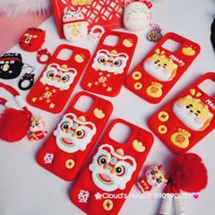 Case Ốp điện thoại iPhone Su dẻo Lân Đỏ kèm Popsocket iPhone 11/12/13/14/15/Pro/Promax - TẾT