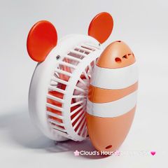 Quạt Cầm Tay Mini Thân Sọc Tai Gấu Tai Thỏ Tai Mèo