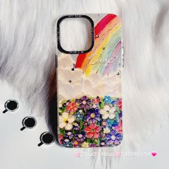 Case Ốp điện thoại iPhone Vườn hoa Cầu vồng Hologram Smile Kèm bảo vệ camera iPhone 11/12/13/14/15/Pro/Plus/Promax
