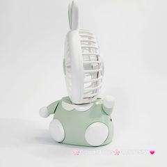 Quạt Cầm Tay - Để Bàn Tai Thỏ Xanh lá