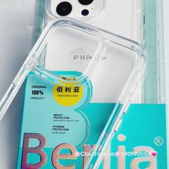 Case Ốp điện thoại Iphone Trong suốt Berlia lưng cứng viền dẻo nút nổi iPhone 14/15/Pro/Promax