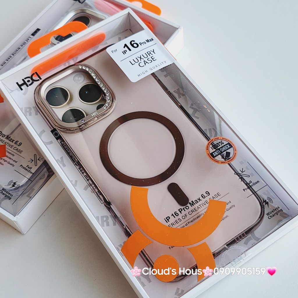 Case Ốp điện thoại iPhone HD CASE CHỐNG DỰNG LƯNG NHÁM CAMERA Magsafe Trong Chống Shock iPhone 16Promax(LUXURY CASE)