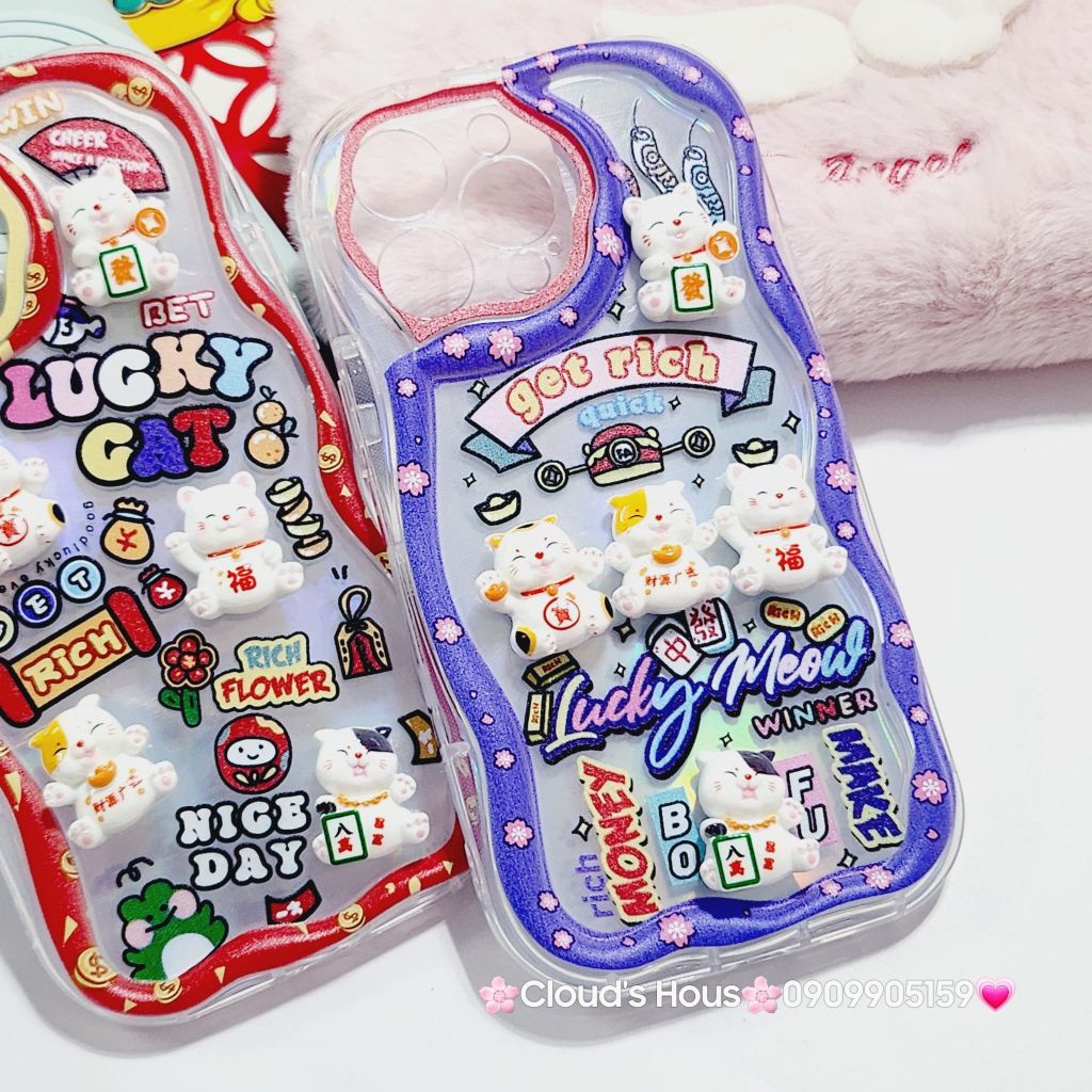 Case Ốp điện thoại iPhone Mèo Hologram icon nổi Phao chống Shock iPhone 11/12/13/14/15/Pro/Promax - TẾT