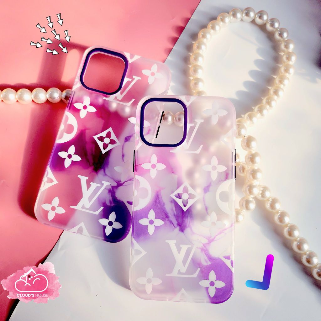 CASE IPHONE NHÁM HOLOGRAM màu tím LV Sang Chảnh