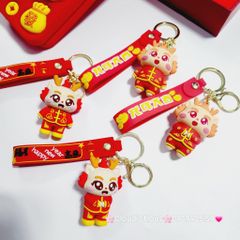 Móc Khóa Rồng Vàng Áo Đỏ Chúc TẾT Happy New Year