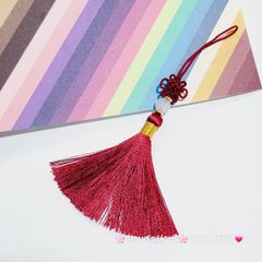 Móc Khóa Tua Rua Đồng Tâm Kết Treo Ngọc Bội ( TAIWAN)