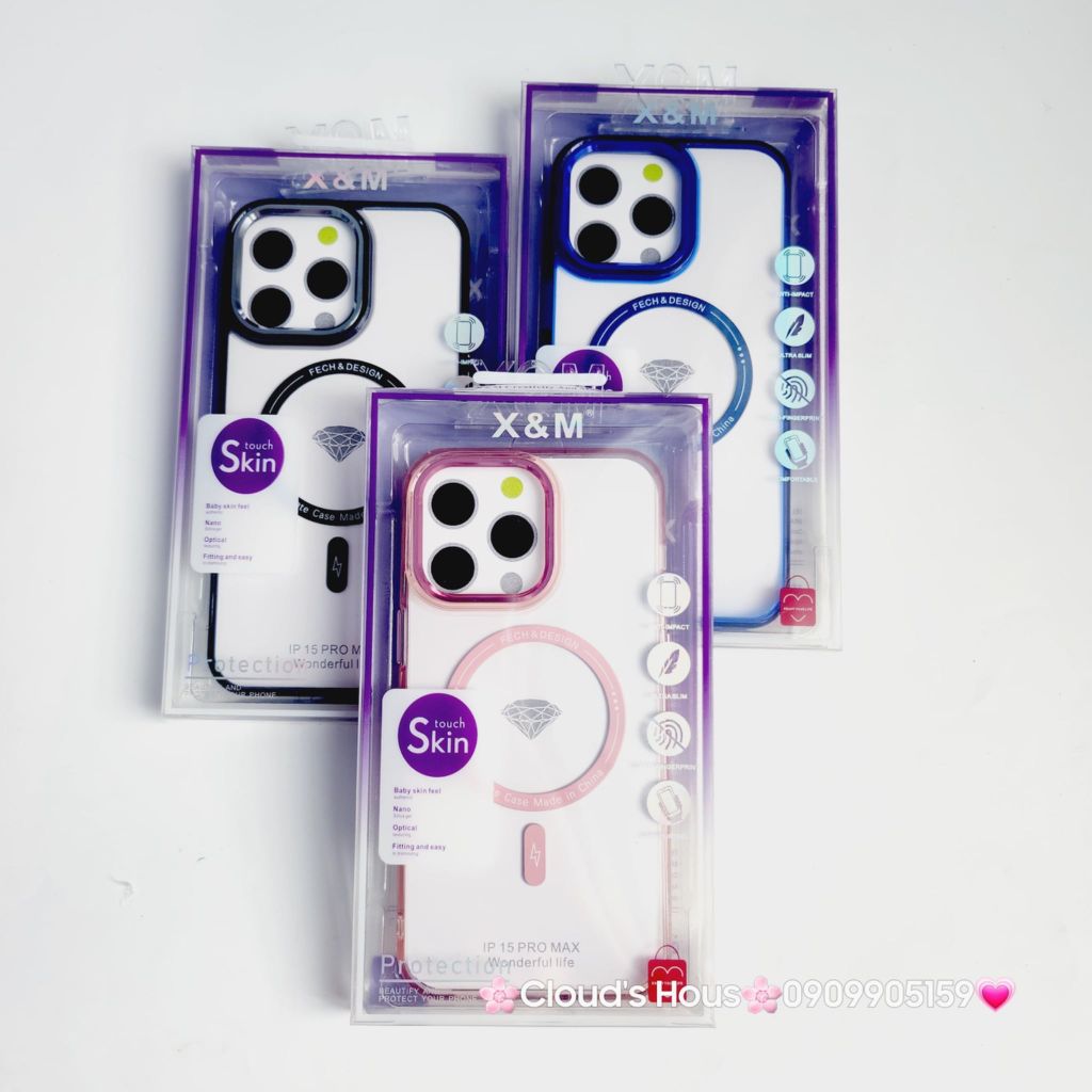 Case Ốp điện thoại iPhone X&M Trong viền hologram bóng iPhone 14Promax/ 15Promax (5 mẫu)