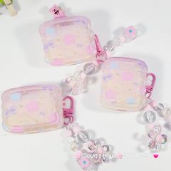Cover Case Vỏ bảo vệ Airpod Hoa Tulip Trong Phao Gợn Sóng Kèm Charm Airpod 1/2/3/Pro/Pro2