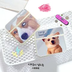 Cover Case Vỏ bảo vệ Airpod Chó Corgi Gương form vuông Airpod 1/2/3/Pro/Pro2