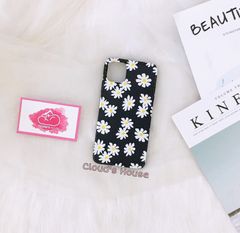 Case Ốp điện thoại iPhone Hoa cúc họa mi nền đen chất bóng trơn form vuông