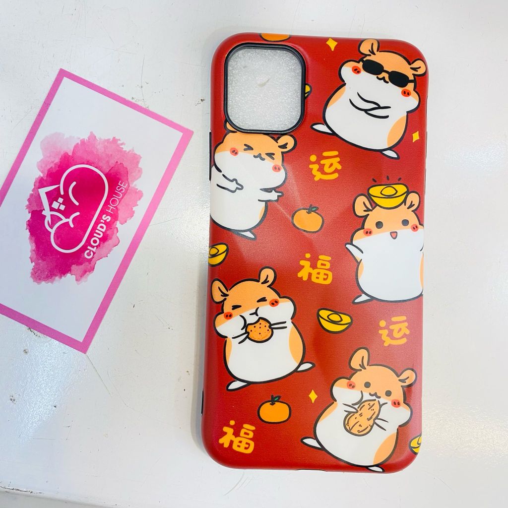 Case Ốp điện thoại iPhone Chuột Hamster đồng tiền đỏ nhám gợn sóng