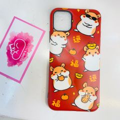 Case Ốp điện thoại iPhone Chuột Hamster đồng tiền đỏ nhám gợn sóng