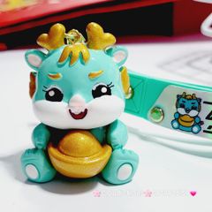 Móc Khóa Rồng Cầm Thỏi Vàng TẾT - Dây Good Luck