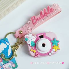 Móc Khóa Máy Ảnh Thỏ Trắng Bubble Có đèn