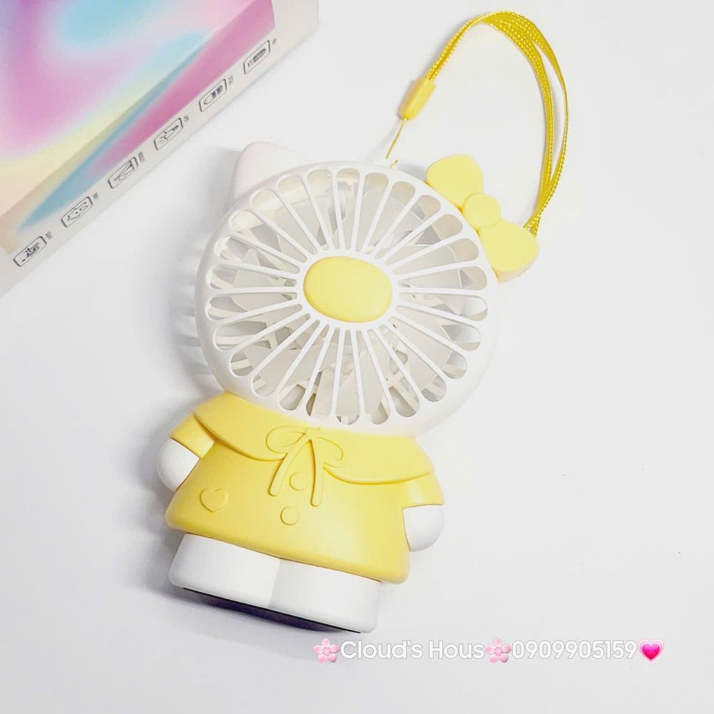 Mini Fan - Quạt Cầm Tay Hello Kitty Mặc Váy siêu kute