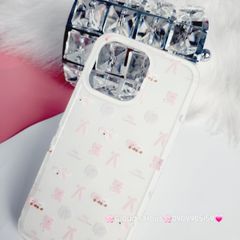 Case Ốp điện thoại iPhone Nơ Sticker Dễ Thương Nền Trắng iPhone 11/12/13/14/15/Pro/Promax