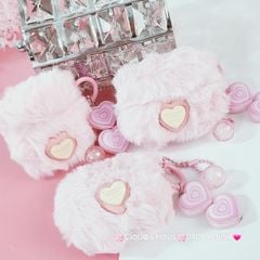 Cover Case Vỏ bảo vệ Airpod Lông Hồng trái Tim kèm móc khóa Airpod 1/2/3/Pro/Pro2