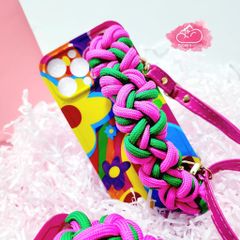 Case Ốp điện thoại iPhone Hoa sặc sỡ Dây tua rua Hồng Có dây đeo iPhone 11/12/13/14/Pro/Promax