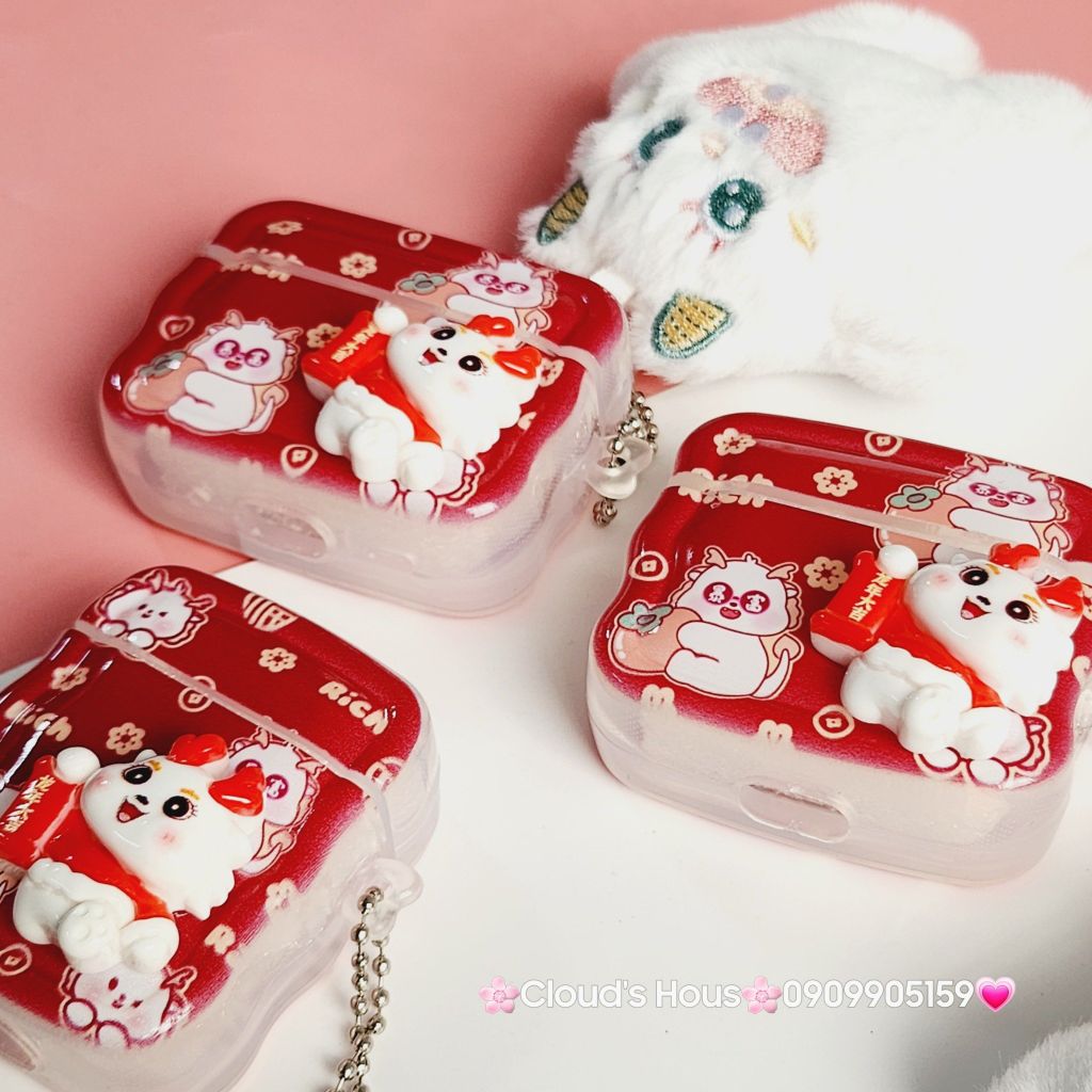 Cover Case Vỏ bảo vệ Airpod Lân Đỏ TẾT Airpod 1/2/3/Pro/Pro2