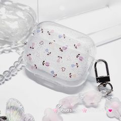 Cover Case Vỏ bảo vệ Airpod Trong Bling Bling Bướm & Hoa Nhí kèm móc khóa Airpod 1/2/3/Pro/Pro2