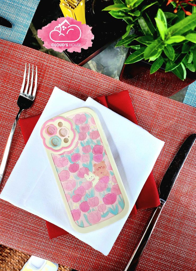 CASE IPHONE HOA Tulip Camera Viền Kiểu Form Tròn