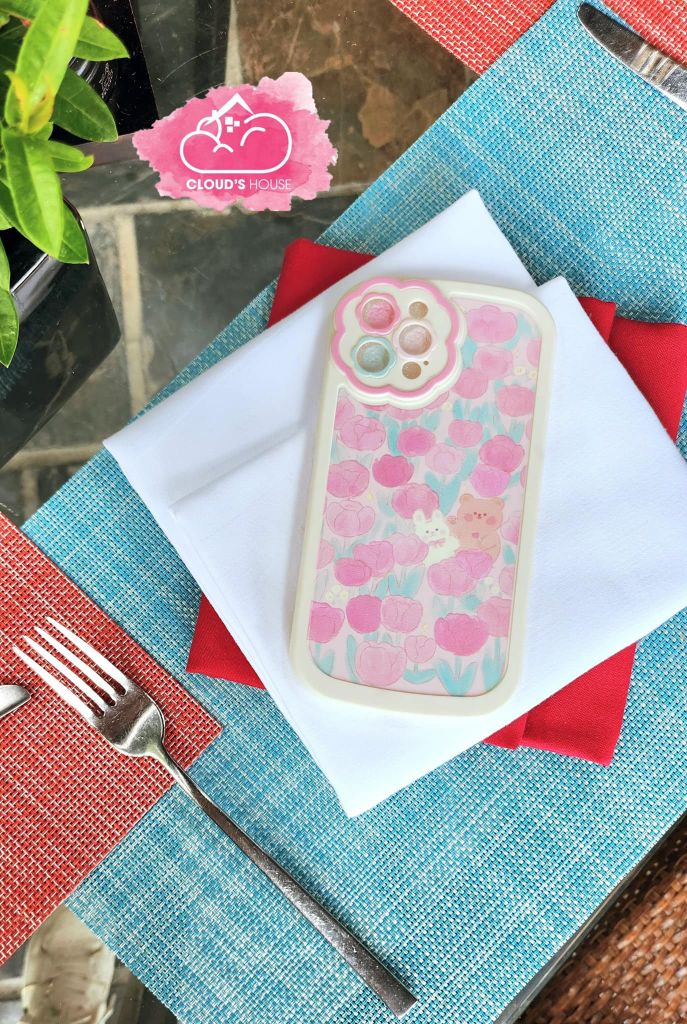 CASE IPHONE HOA Tulip Camera Viền Kiểu Form Tròn