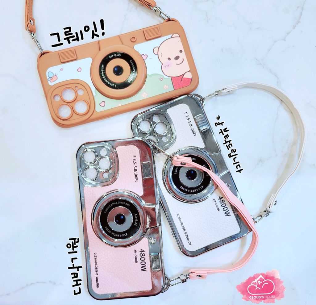 CASE IPHONE Máy Chụp Ảnh Da Có Dây Đeo Sang Chảnh (2 màu)