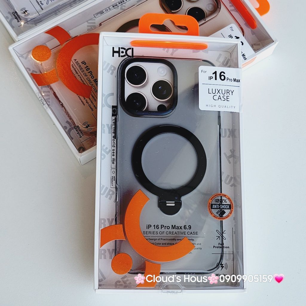 Case Ốp điện thoại iPhone HD CASE CHỐNG DỰNG LƯNG NHÁM CAMERA Magsafe Trong Chống Shock iPhone 16Promax(LUXURY CASE)