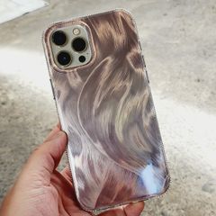 Case Ốp điện thoại iPhone Lông Vũ Vàng Ánh Xà Cừ Hologram 2 Màu Trơn 11/12/13/14/15/Pro/Promax