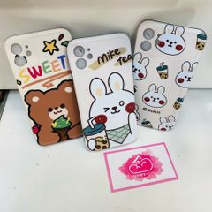 Case Ốp điện thoại iPhone Thỏ Milk Tea và Gấu Sweet Nhám bóng nền kem (3 mẫu)