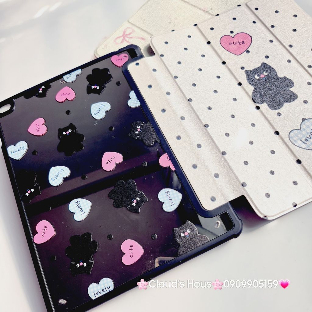 Case Ốp Bao da iPad Mèo Đen Cute Lovely Lưng Gương iPad 9.7/10/10.2/10.5/10.9/11/12.9inch
