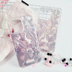 Case Ốp điện thoại iPhone Tim Hồng Ánh Bạc Hồng Hologram iPhone 12/13/14/15/Pro/Promax