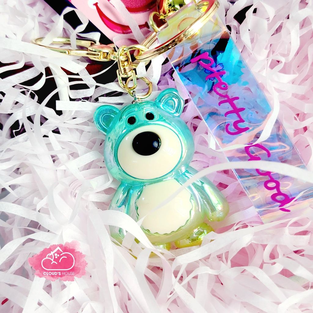 MÓC KHÓA GẤU DÂU LOTSO Hologram Bling bling