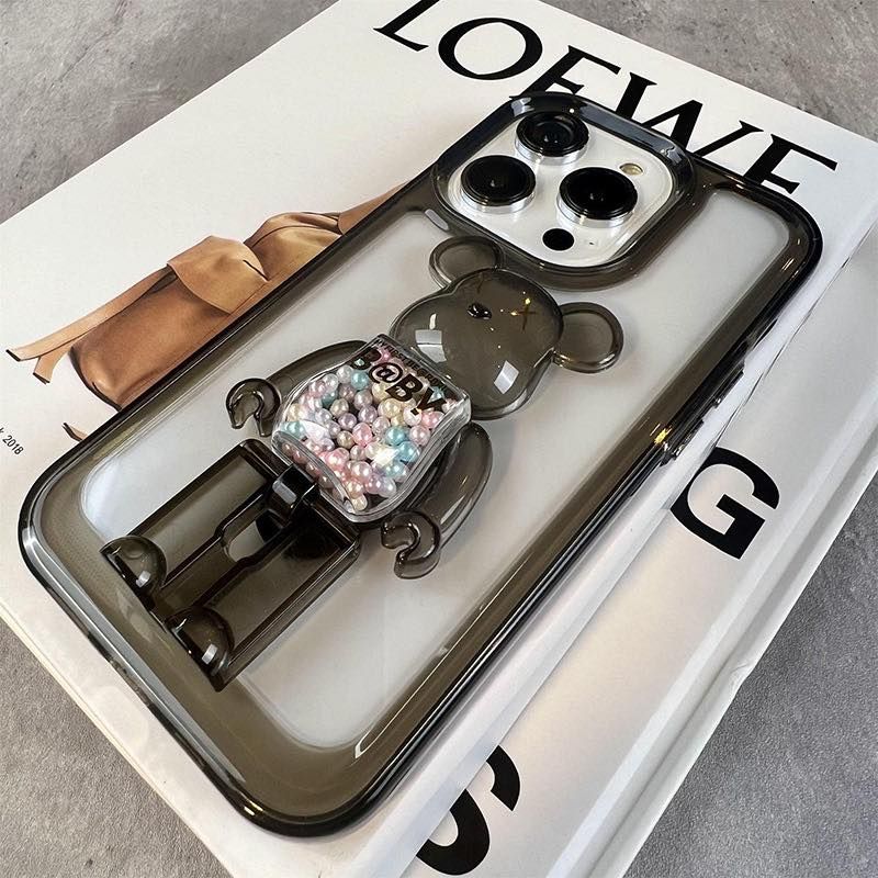 Case Ốp điện thoại iPhone Bearbrick Trong Chống dựng Nút nổi IPhone 11/12/13/14/Plus/Pro/Promax