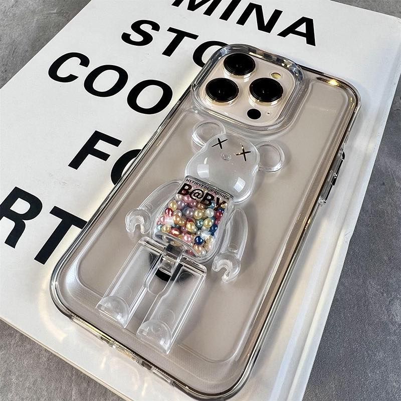 Case Ốp điện thoại iPhone Bearbrick Trong Chống dựng Nút nổi IPhone 11/12/13/14/Plus/Pro/Promax