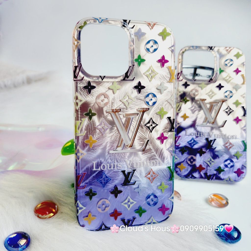 Case Ốp điện thoại iPhone LV ombre hai màu ánh xà cừ iPhone 11/12/13/14/15/Pro/Promax