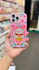 Case Ốp điện thoại iPhone MÈO MAY MẮN ẩn kim tuyến Hồng iPhone 11/12/13/14/15/16/Pro/Promax TẾT