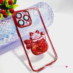 Case Ốp điện thoại iPhone Mèo Trong Hạt Bling Bling viền màu iPhone 11/12/13/14/15/Pro/Promax - TẾT