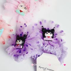 Đồ cột tóc dây thun ren Charm hoạt hình (cặp)