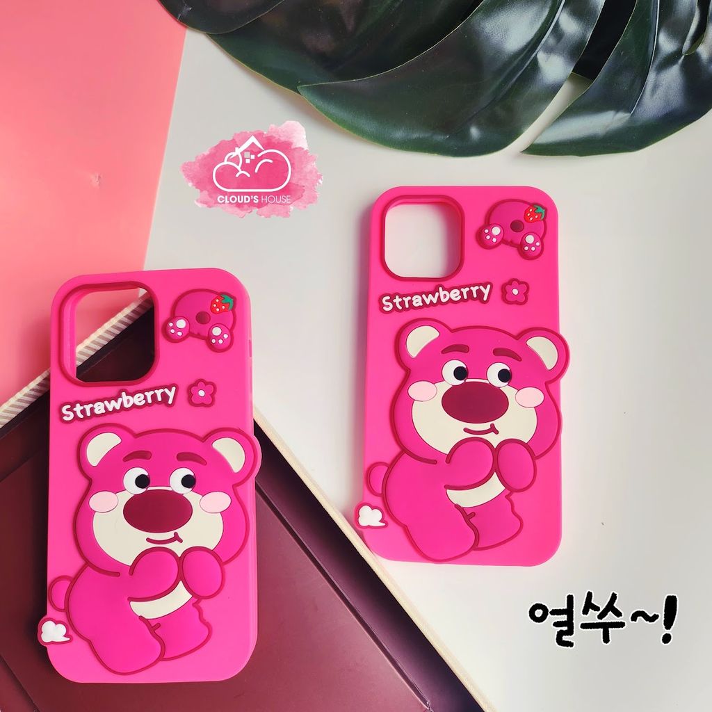 Case Ốp điện thoại iPhone Gấu dâu Lotso Su dẻo Chống Shock iPhone 11/12/13/14/Plus/Pro/Promax