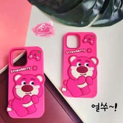 Case Ốp điện thoại iPhone Gấu dâu Lotso Su dẻo Chống Shock iPhone 11/12/13/14/Plus/Pro/Promax