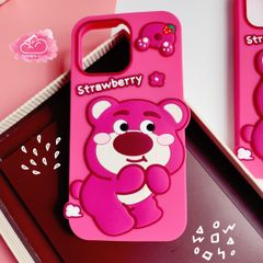 Case Ốp điện thoại iPhone Gấu dâu Lotso Su dẻo Chống Shock iPhone 11/12/13/14/Plus/Pro/Promax