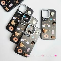Case Ốp điện thoại iPhone Nền Đen Nhám Icon Nổi Viền Cam Titan iPhone 11/12/13/14/15/Pro/Promax